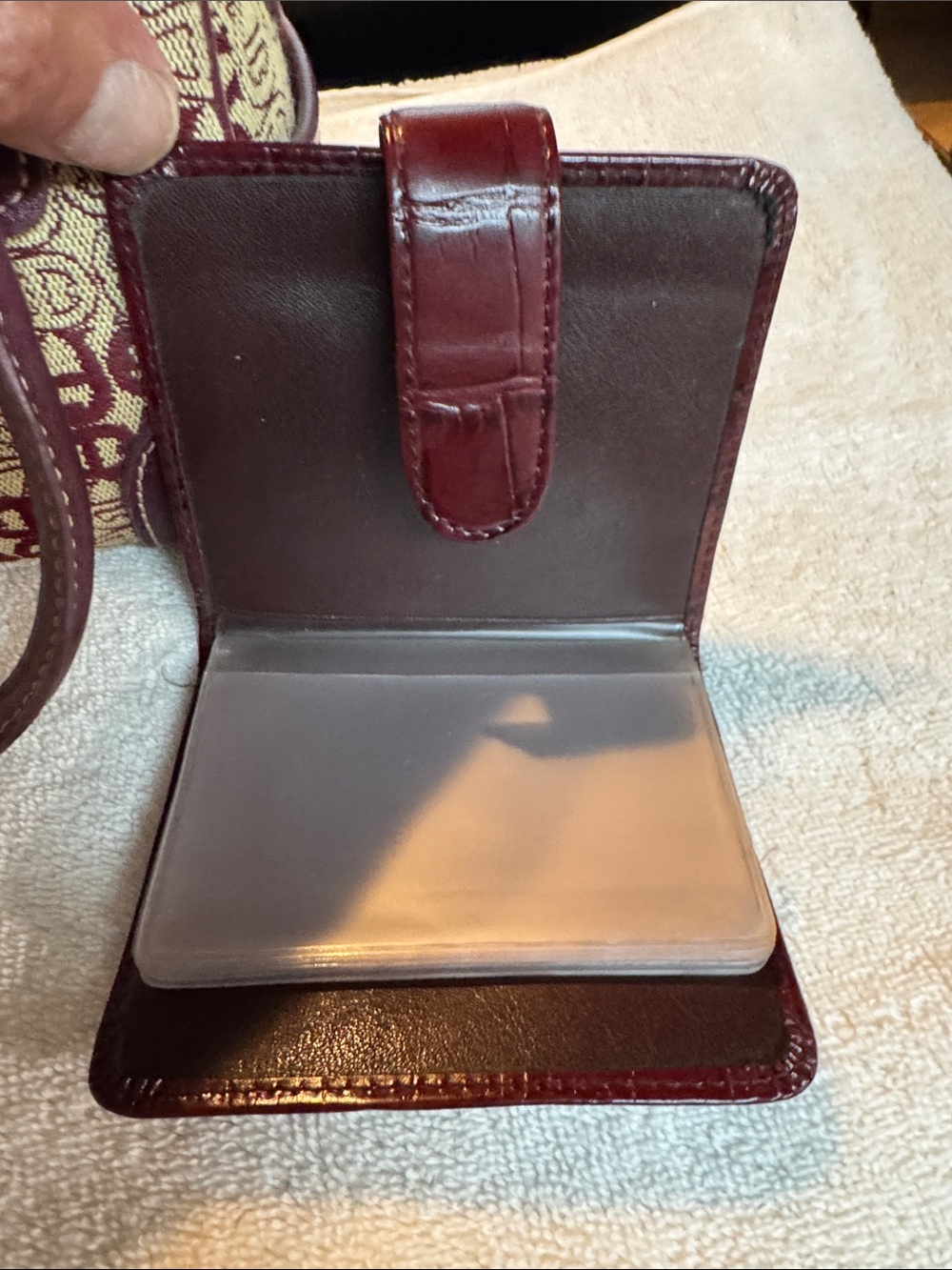 Etienne Aigner Burgundy Patterned Satchel with Matching Wallet - Picture 2 of 9
